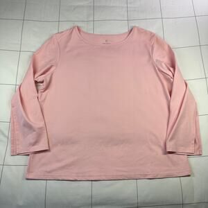 Dudley Stephens Top Womens XXL Pink Wilshire Nylon Stretch Long Sleeve Casual